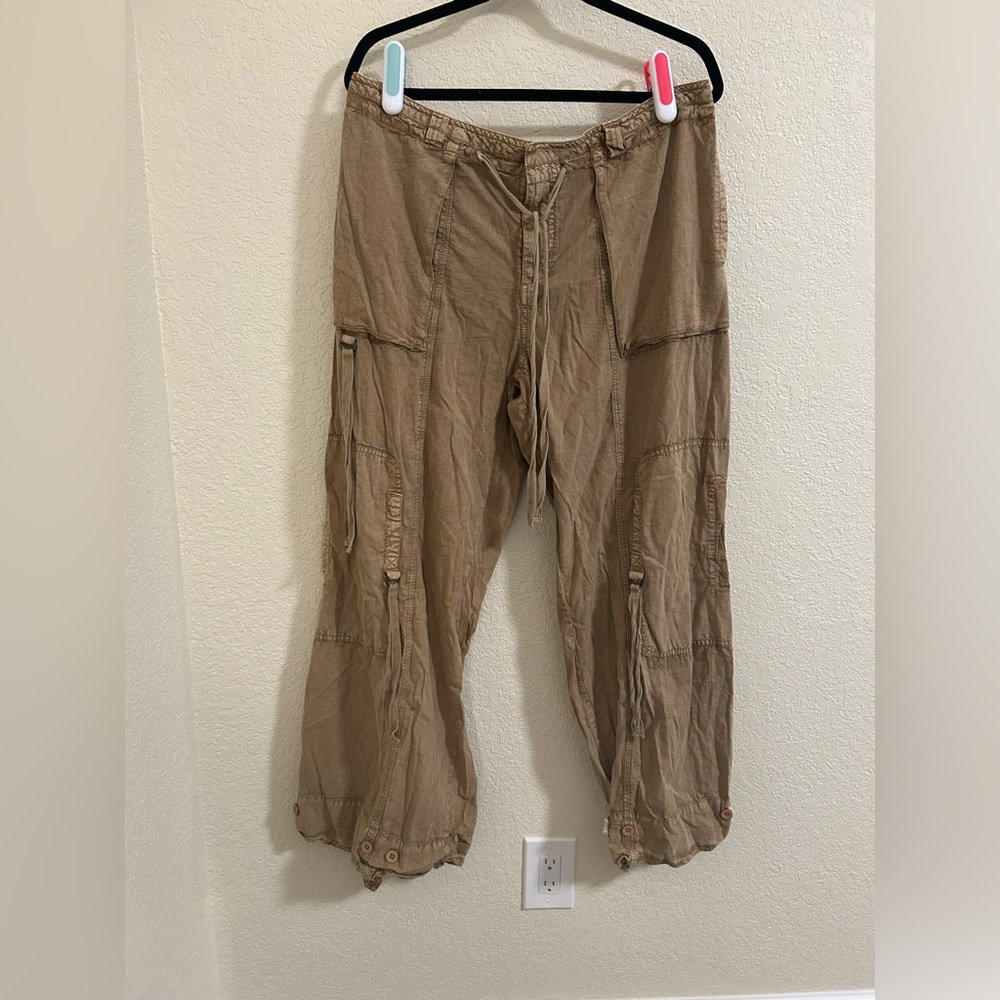 FREE PEOPLE One Step Ahead Parachute Pants Cargo Pants - Neutral - Size L Large - Picture 5 of 9